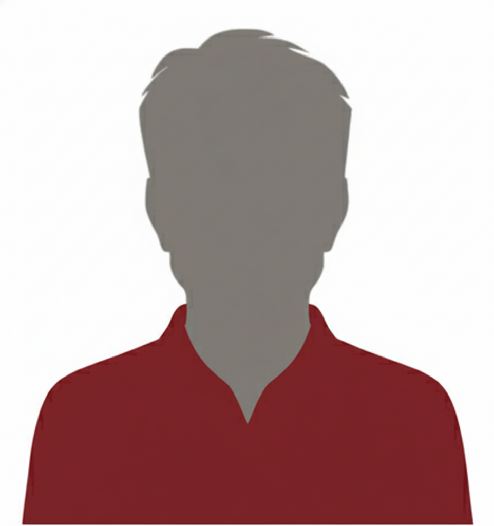 Eine graue Silhouette einer Person mit kurzen Haaren, die ein kastanienbraunes Hemd mit Kragen trägt, vor einem weißen Hintergrund. Eine graue Silhouette einer Person mit kurzen Haaren, die ein kastanienbraunes Hemd mit Kragen trägt, vor einem weißen Hintergrund.